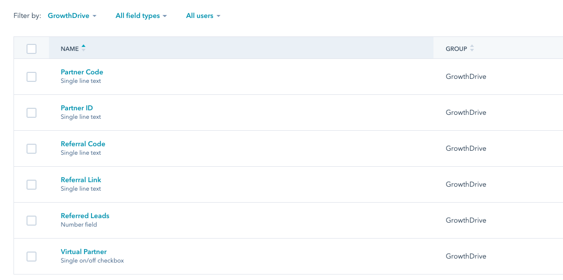 GrowthDrive's Contact Properties in HubSpot